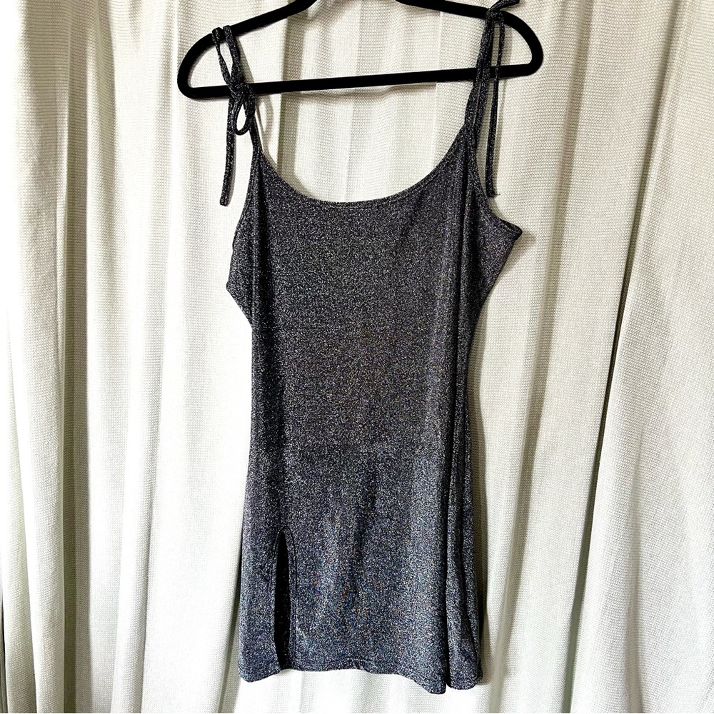 Tunnel Vision Silver Glitter Nighttiming Mini Dress